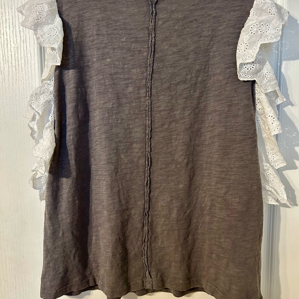 SHEIN Western Life Graphic Tee Ruffle Sleeve Boho Cowgirl Top L - Picture 3 of 4